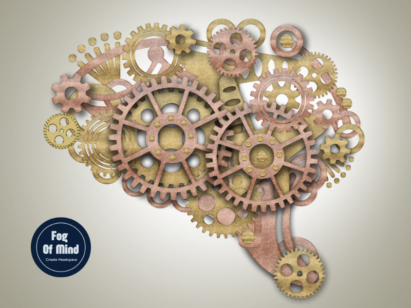 a graphical image of cogs making up the brain