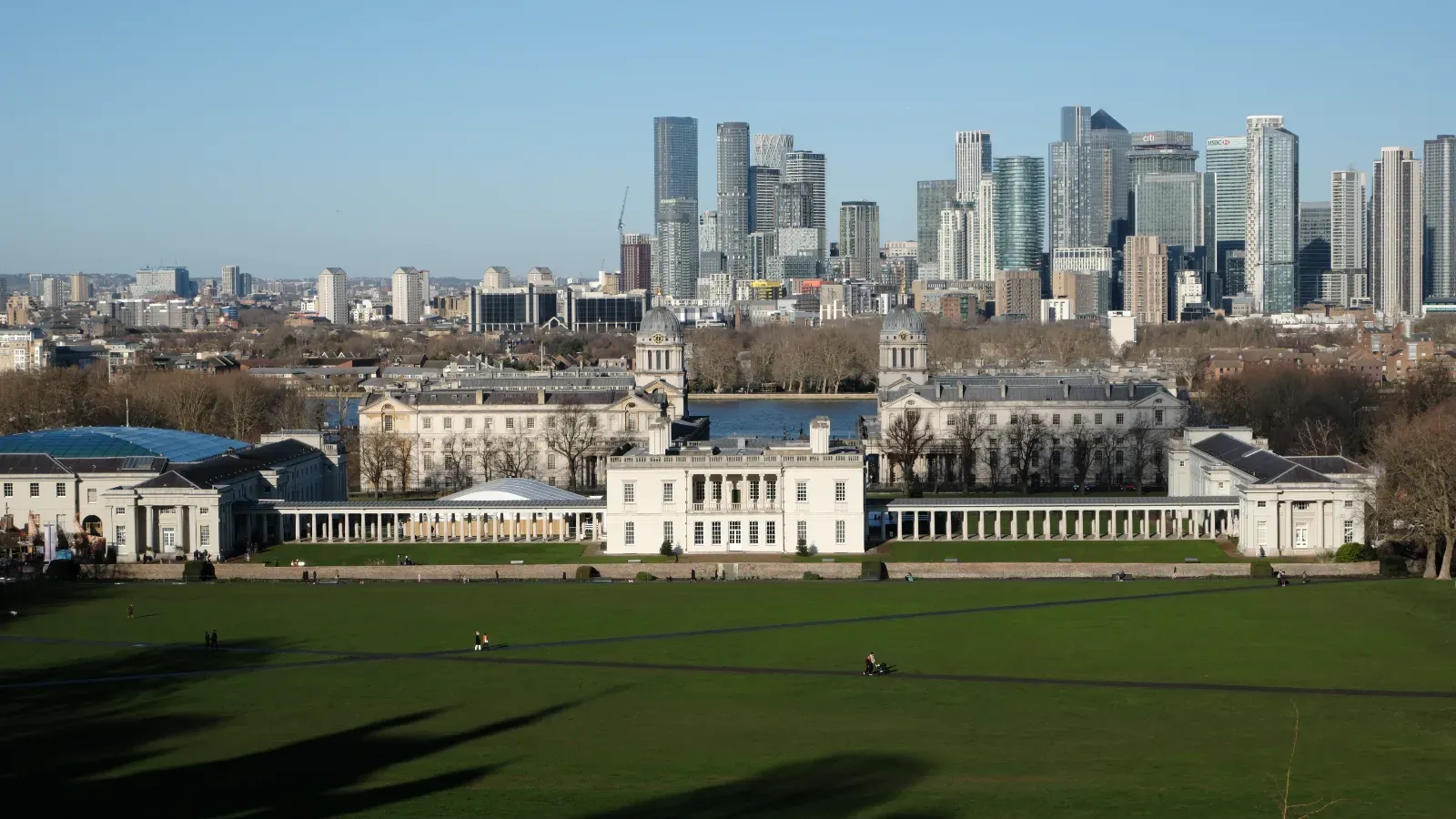 A picture of the Maritime Museum, Greenwich and Canary Wharf