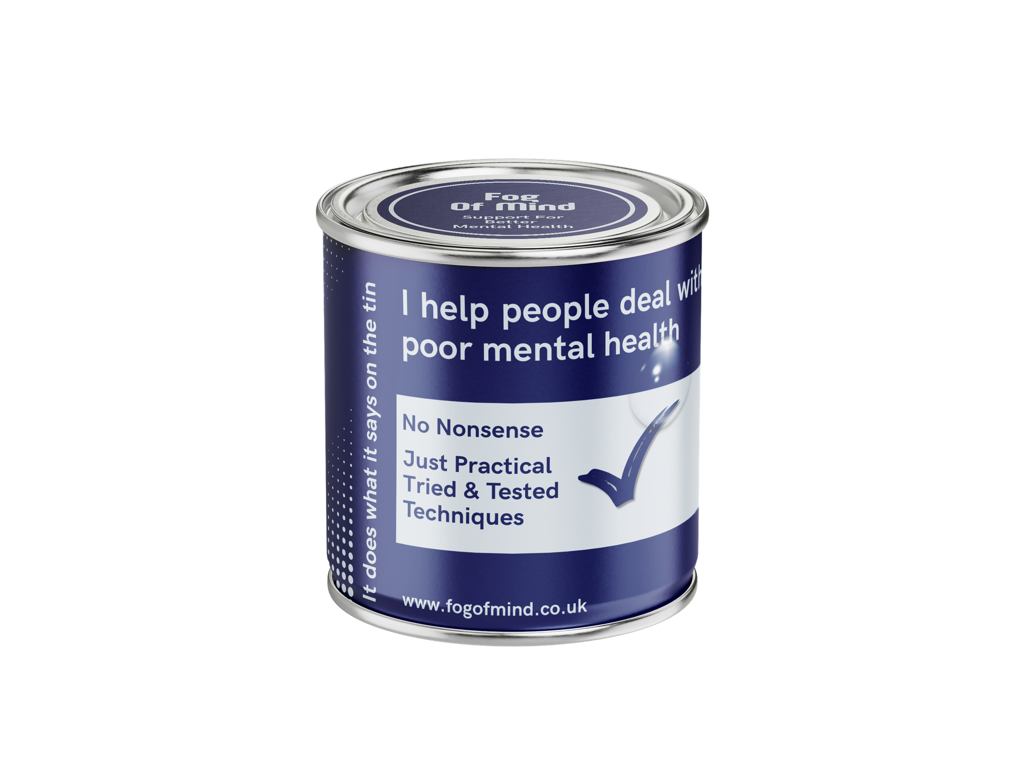 a mockup of a can of paint for Fog of Mind Mental Health
