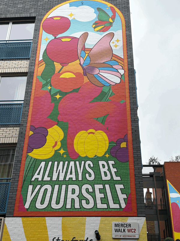 a colourful montage in Covent Garden taken by John for Fog of Mind
